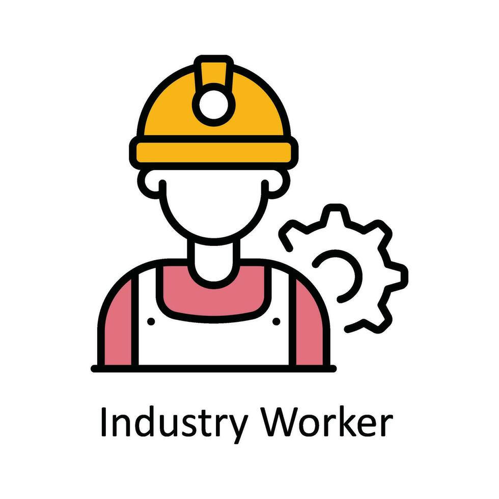 Industry Worker Vector Fill outline Icon Design illustration. Smart Industries Symbol on White background EPS 10 File