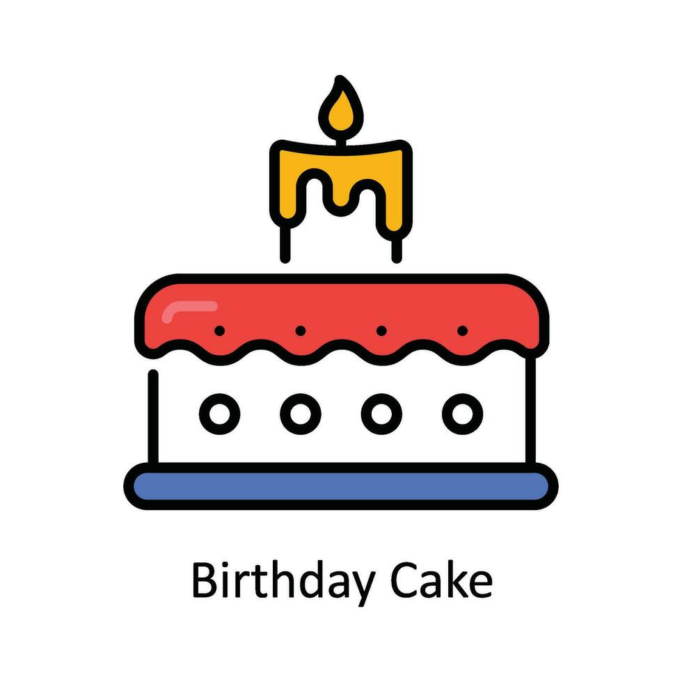 Birthday Cake Vector Fill outline Icon Design illustration. Travel and Hotel Symbol on White background EPS 10 File