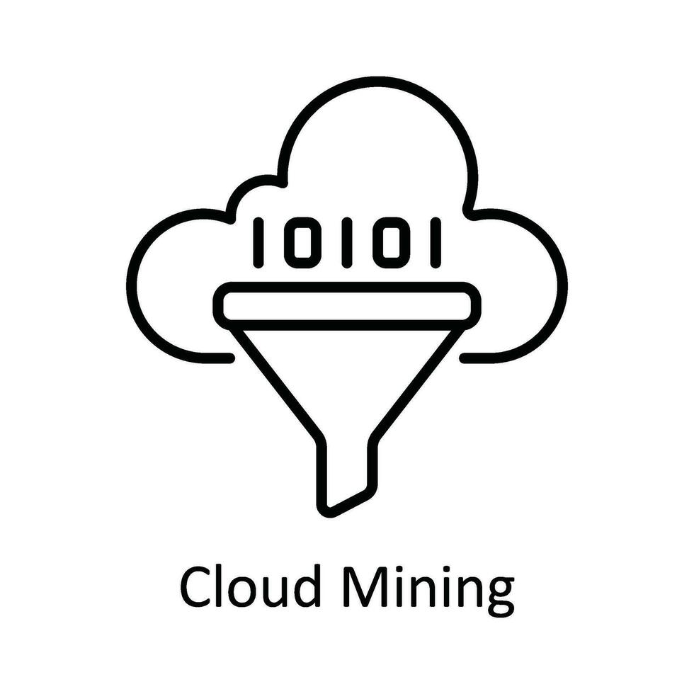 Cloud Mining Vector  outline Icon Design illustration. Smart Industries Symbol on White background EPS 10 File
