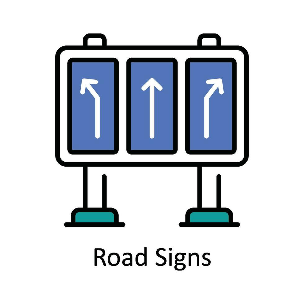 Road Signs Vector Fill outline Icon Design illustration. Map and Navigation Symbol on White background EPS 10 File