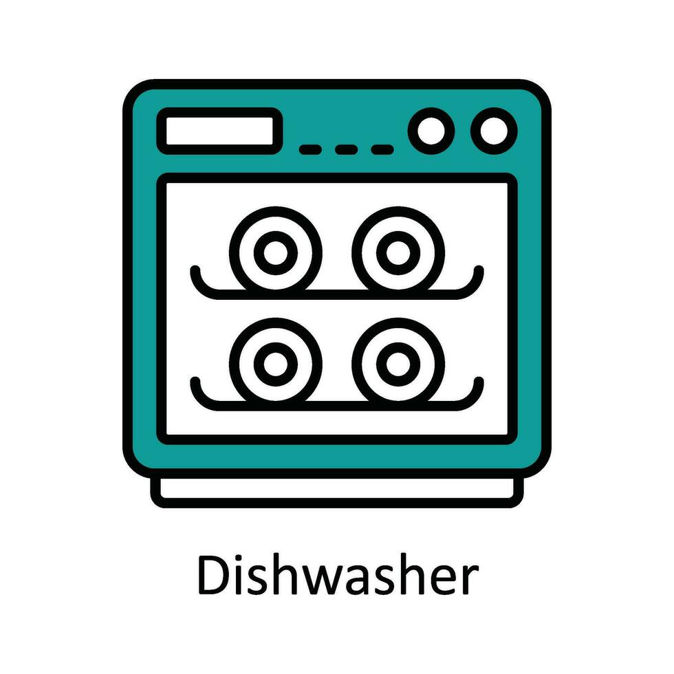 Dishwasher Vector Fill outline Icon Design illustration. Home Repair And Maintenance Symbol on White background EPS 10 File