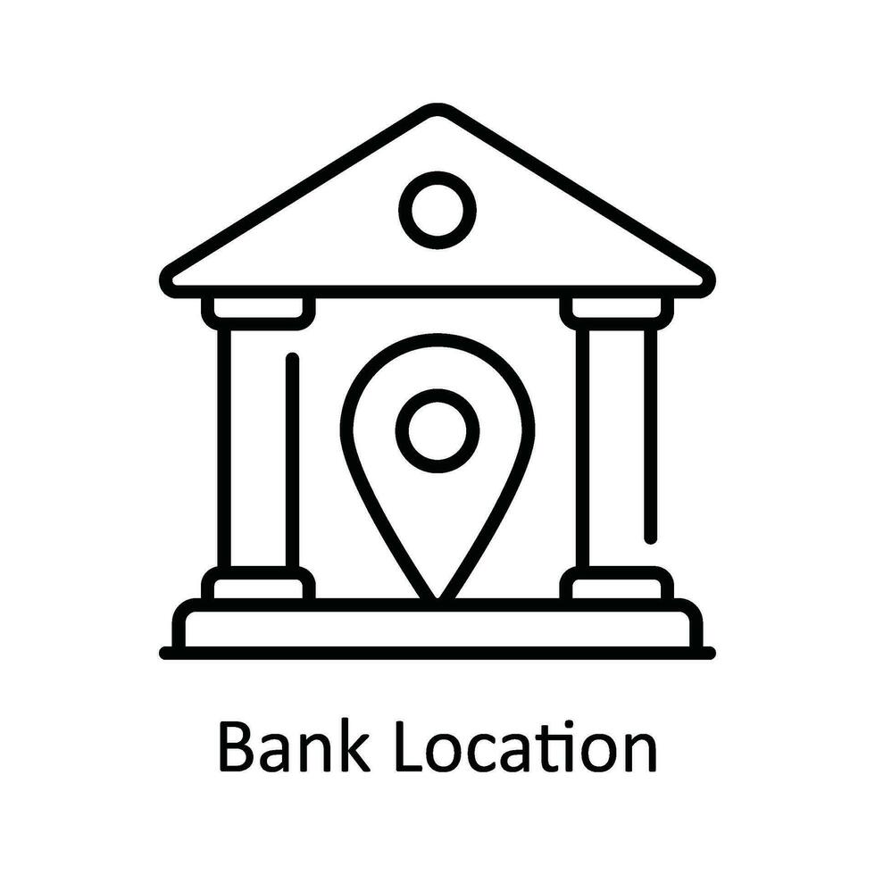 banco ubicación vector contorno icono diseño ilustración. mapa y navegación símbolo en blanco antecedentes eps 10 archivo