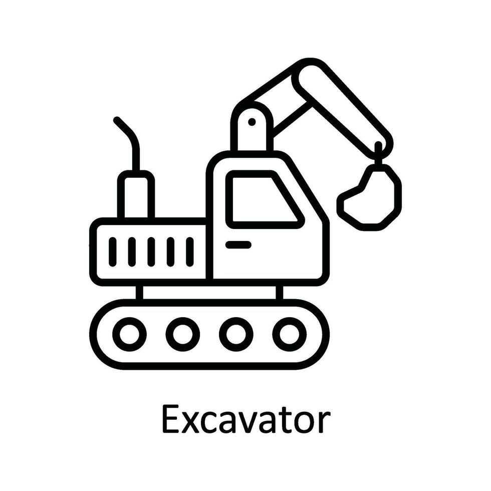 Excavator Vector  outline Icon Design illustration. Home Repair And Maintenance Symbol on White background EPS 10 File