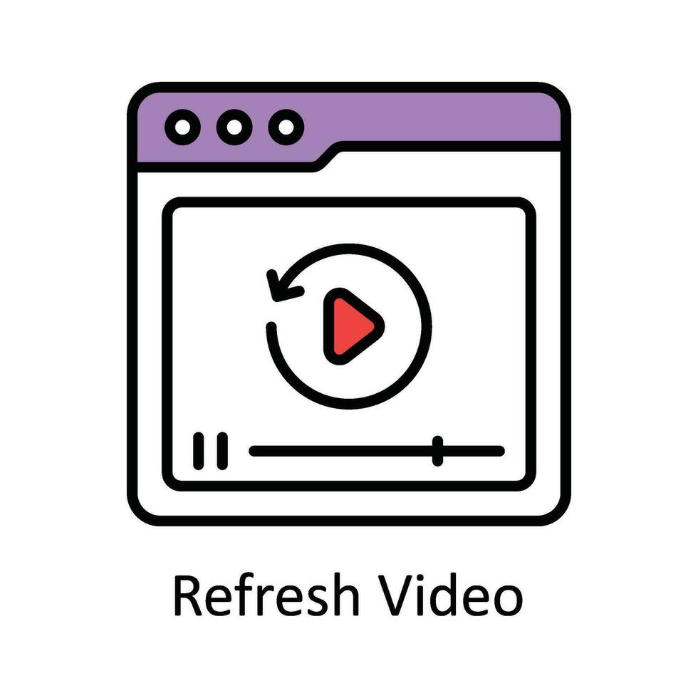 Refresh Video Vector  Fill outline Icon Design illustration. Online streaming Symbol on White background EPS 10 File