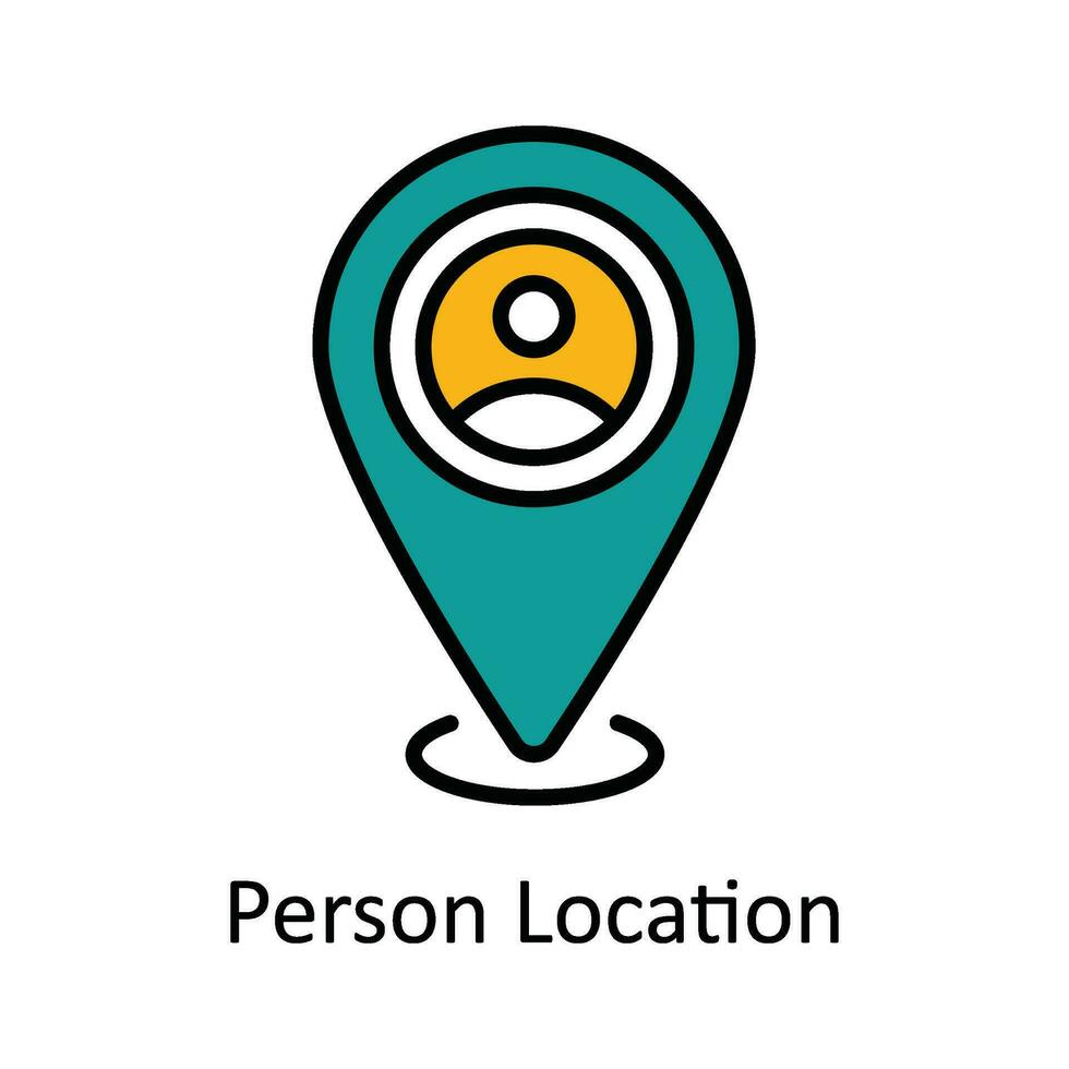 Person Location Vector Fill outline Icon Design illustration. Map and Navigation Symbol on White background EPS 10 File