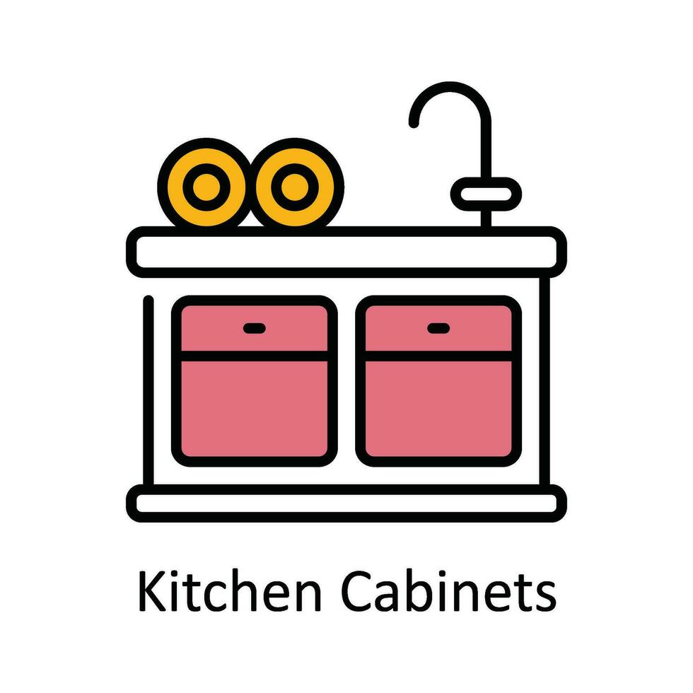 Kitchen Cabinets Vector Fill outline Icon Design illustration. Home Repair And Maintenance Symbol on White background EPS 10 File