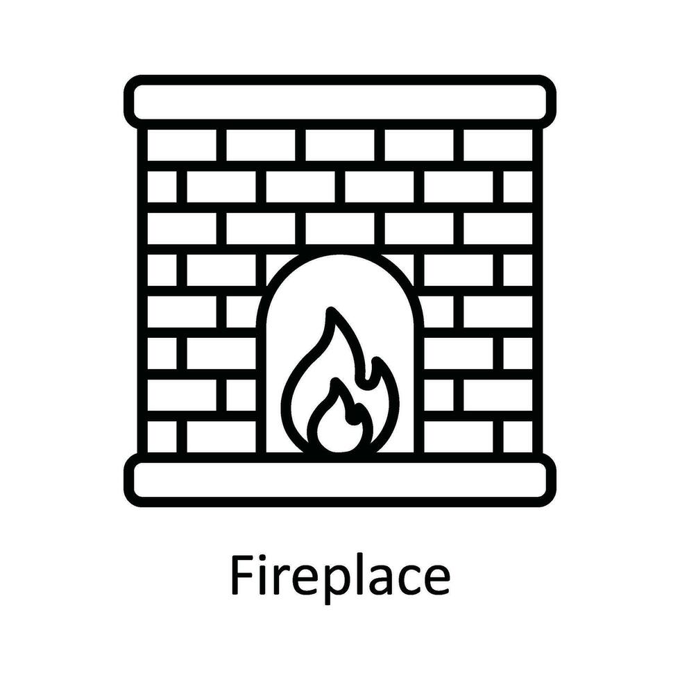 Fireplace Vector  outline Icon Design illustration. Home Repair And Maintenance Symbol on White background EPS 10 File