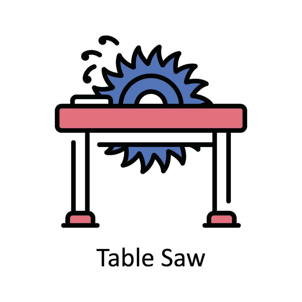 Table Saw Vector Fill outline Icon Design illustration. Home Repair And Maintenance Symbol on White background EPS 10 File