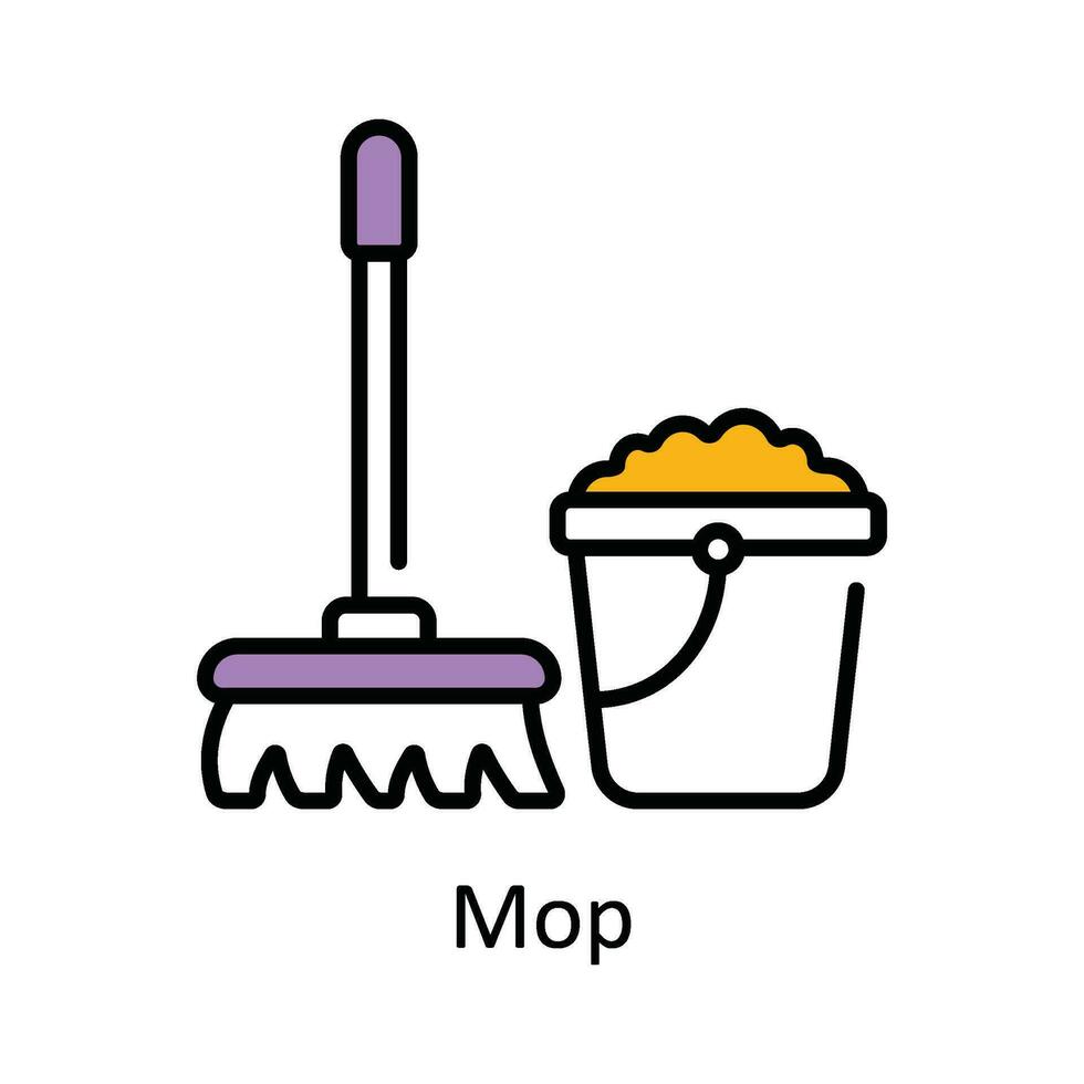 Mop Vector Fill outline Icon Design illustration. Home Repair And Maintenance Symbol on White background EPS 10 File