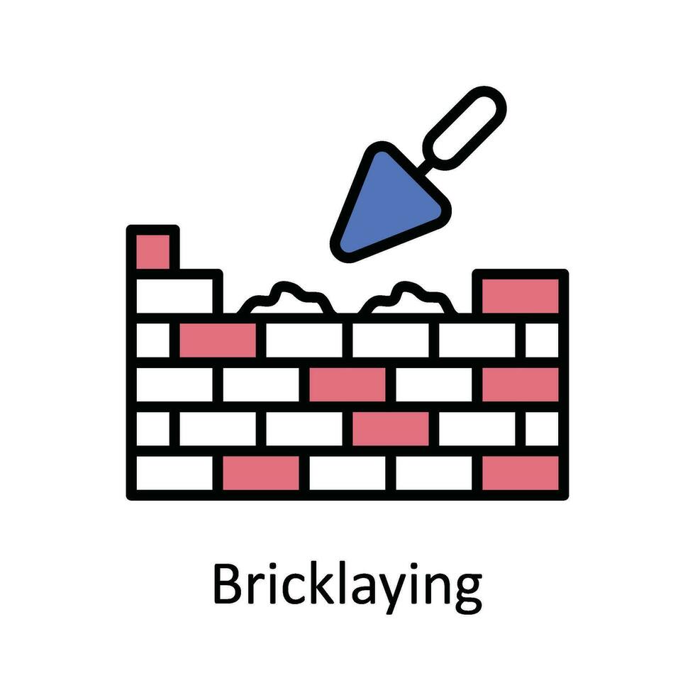 Bricklaying Vector Fill outline Icon Design illustration. Home Repair And Maintenance Symbol on White background EPS 10 File