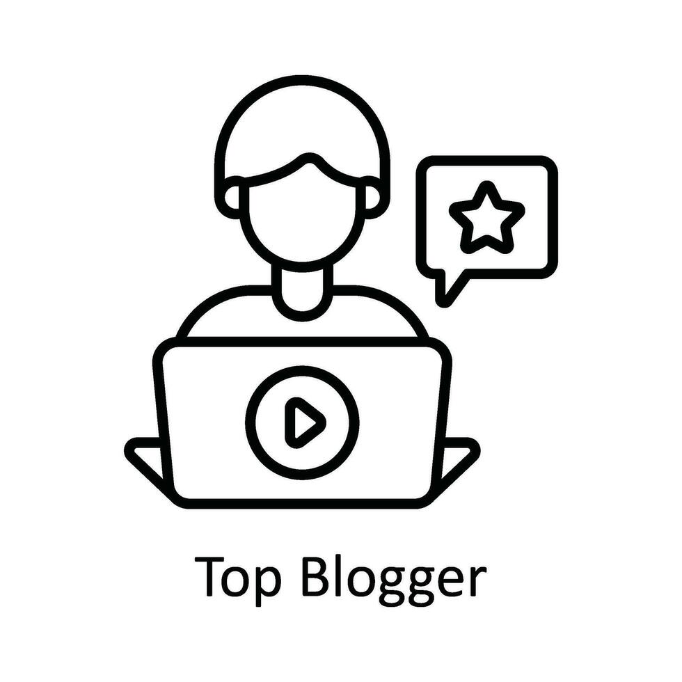 Top Blogger Vector   outline Icon Design illustration. Online streaming Symbol on White background EPS 10 File