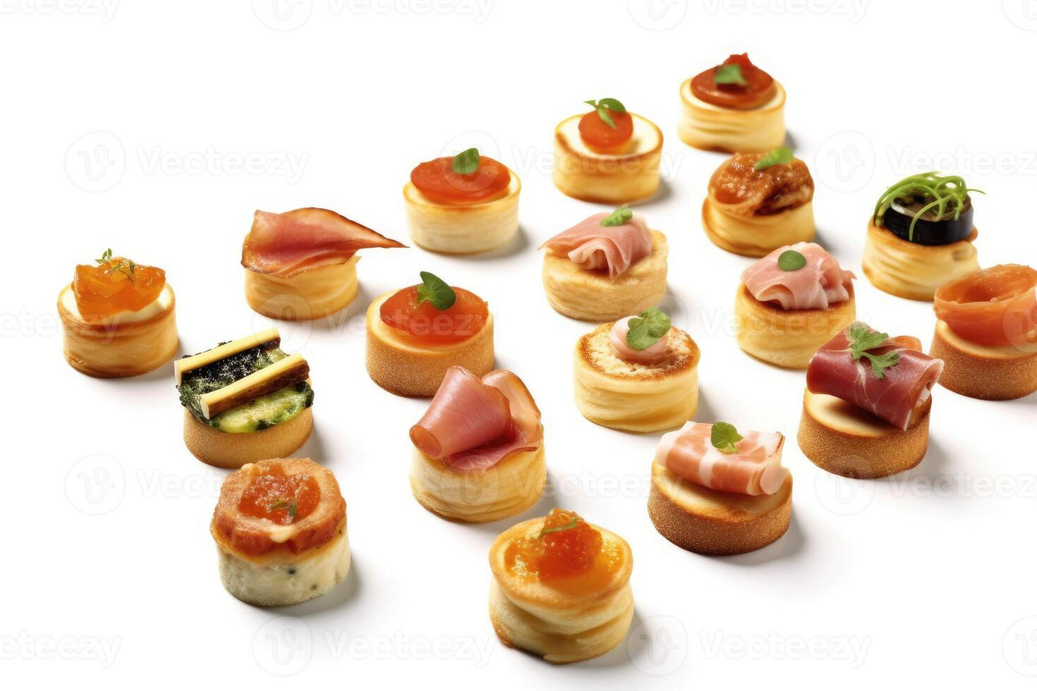 hors d oeuvres white isolated background Food Photography photo
