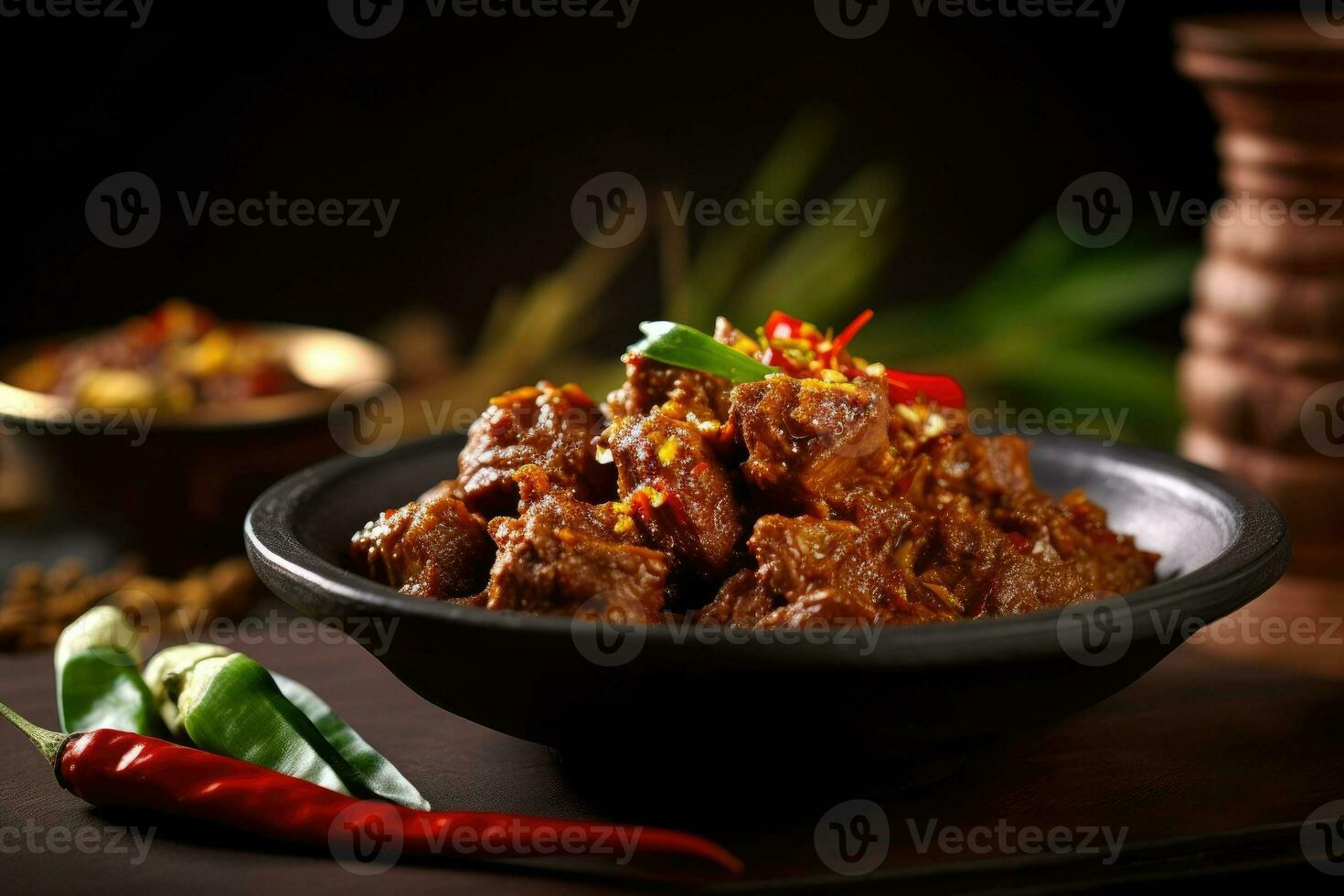 stock photo of rendang food food photography studio AI Generated