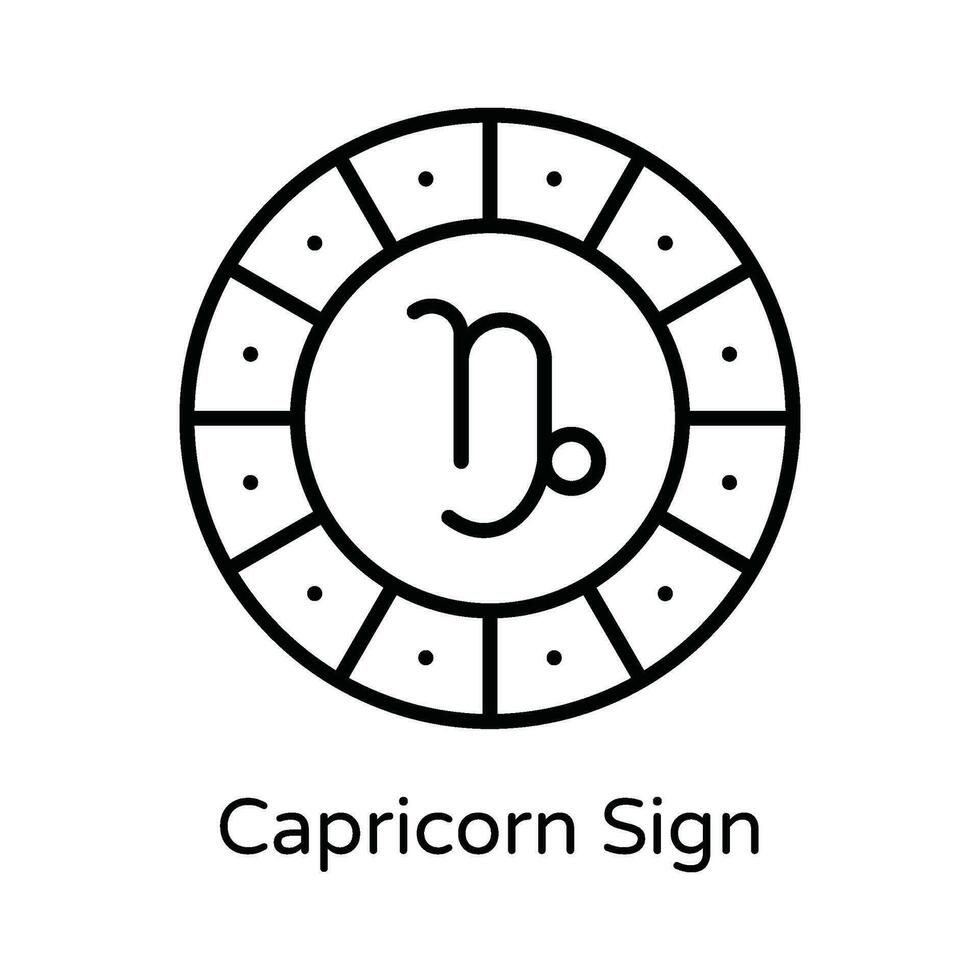 Capricorn Sign Vector  outline Icon Design illustration. Astrology And Zodiac Signs Symbol on White background EPS 10 File
