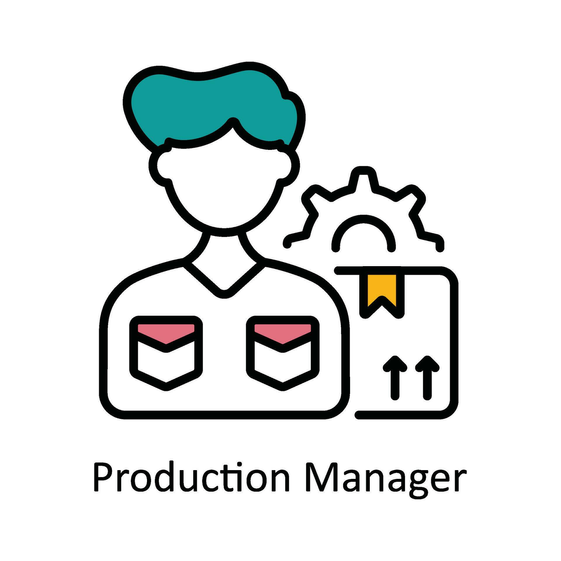 Production Manager Vector Fill outline Icon Design illustration