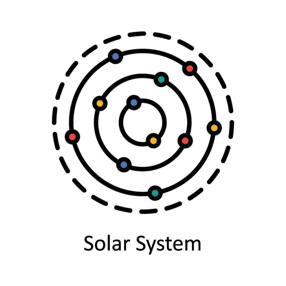 Solar System Vector Fill outline Icon Design illustration. Astrology And Zodiac Signs Symbol on White background EPS 10 File