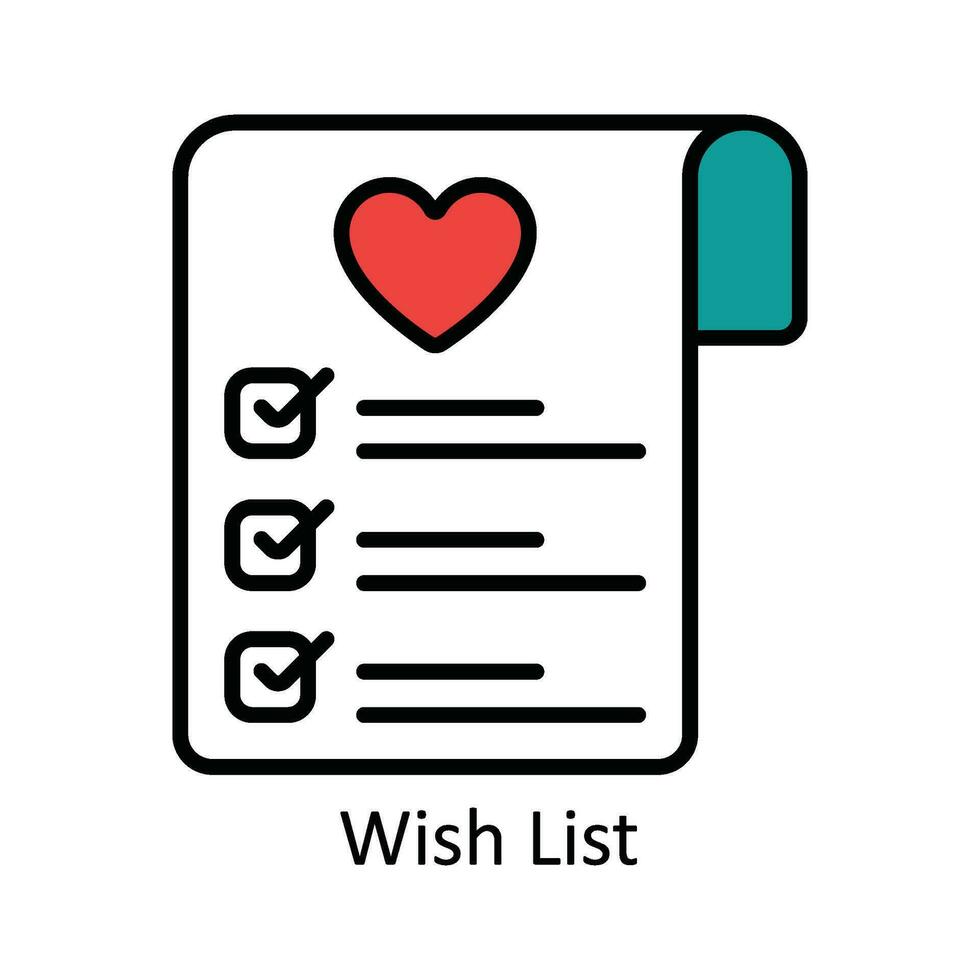 Wish List Vector Fill outline Icon Design illustration. Product Management Symbol on White background EPS 10 File