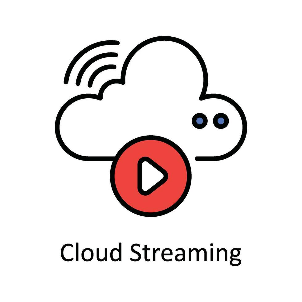 Cloud Streaming Vector  Fill outline Icon Design illustration. Online streaming Symbol on White background EPS 10 File