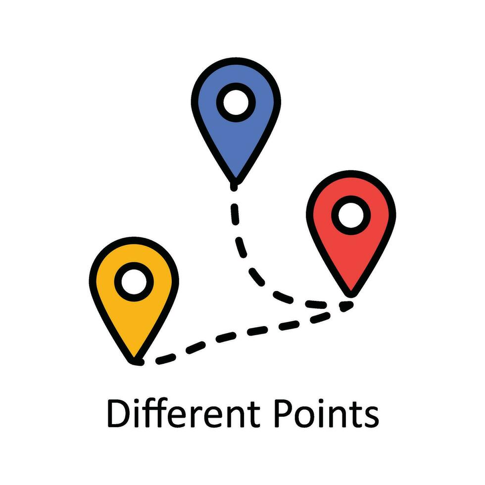 Different Points Vector Fill outline Icon Design illustration. Map and Navigation Symbol on White background EPS 10 File