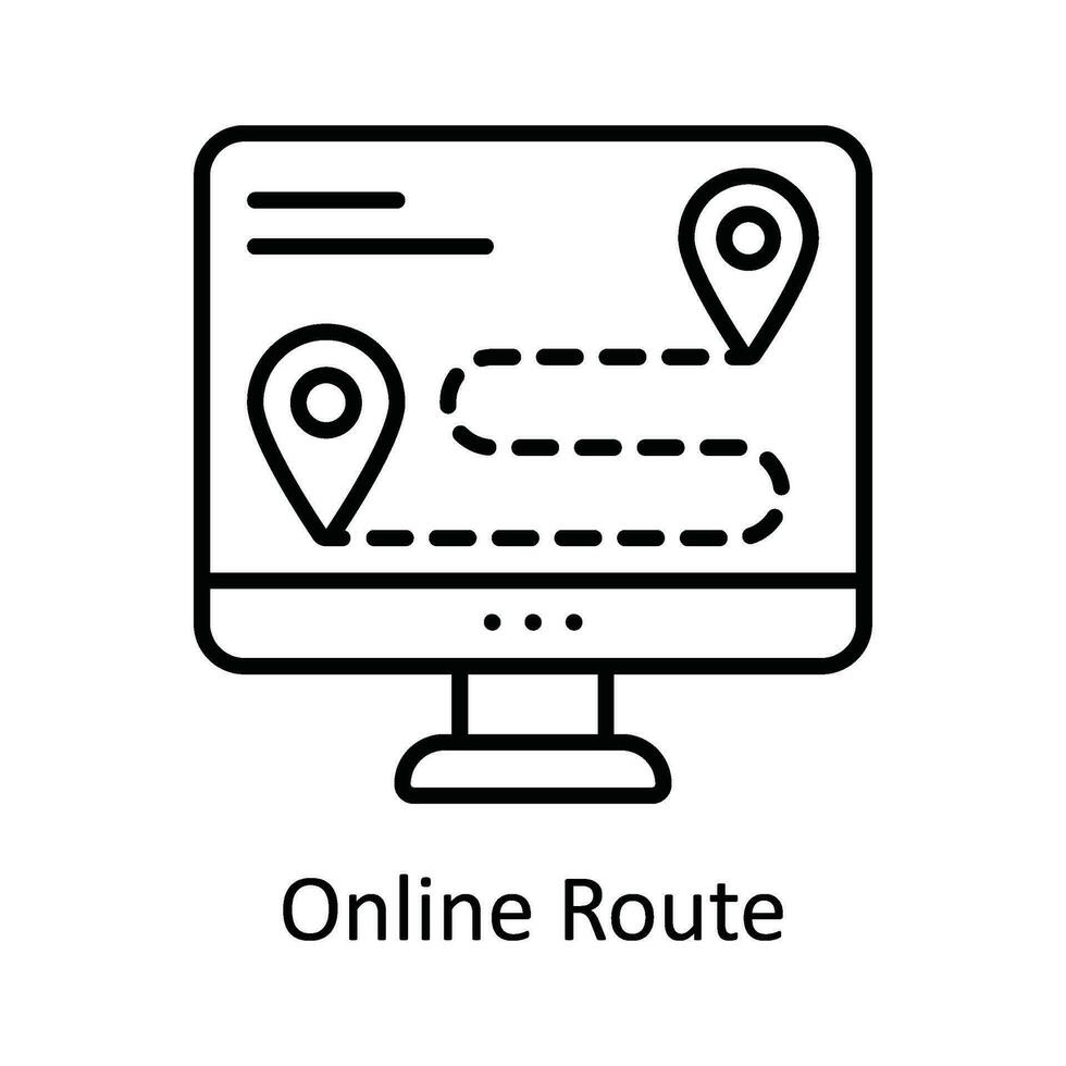 en línea ruta vector contorno icono diseño ilustración. mapa y navegación símbolo en blanco antecedentes eps 10 archivo