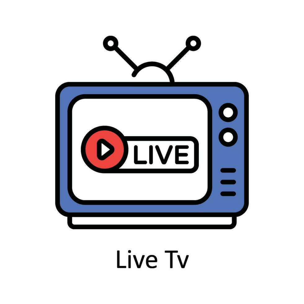 Live Tv Vector  Fill outline Icon Design illustration. Online streaming Symbol on White background EPS 10 File