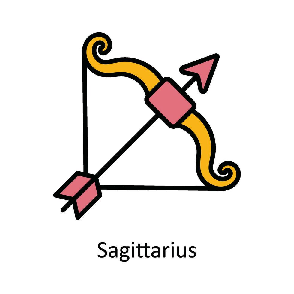Sagittarius Vector Fill outline Icon Design illustration. Astrology And Zodiac Signs Symbol on White background EPS 10 File