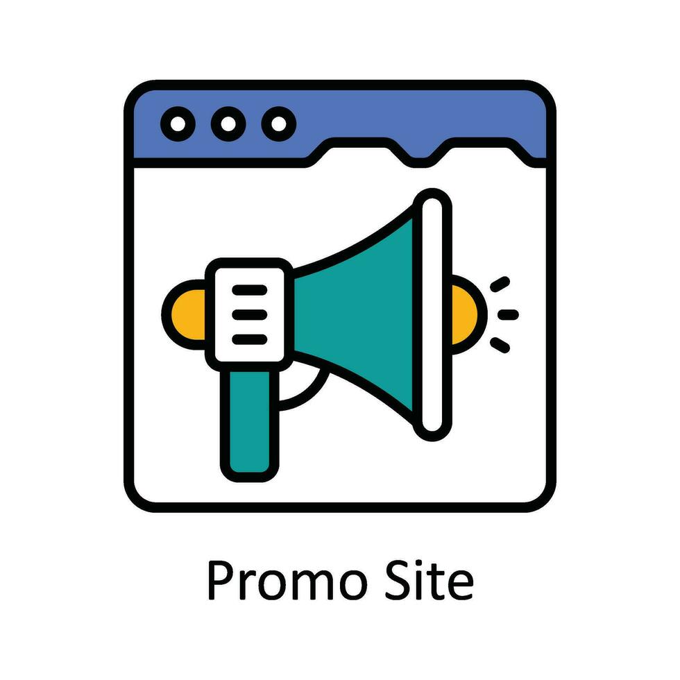 Promo Site Vector  Fill outline Icon Design illustration. Online streaming Symbol on White background EPS 10 File