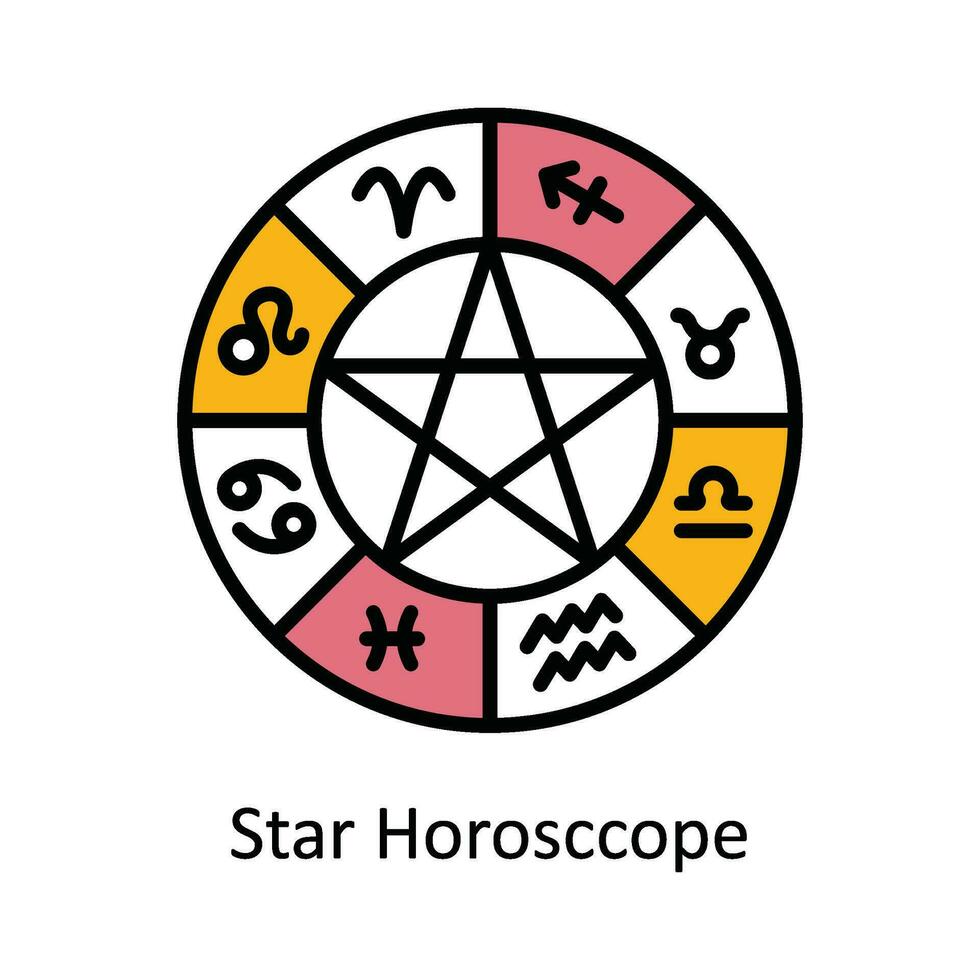 Star Horosccope Vector Fill outline Icon Design illustration. Astrology And Zodiac Signs Symbol on White background EPS 10 File
