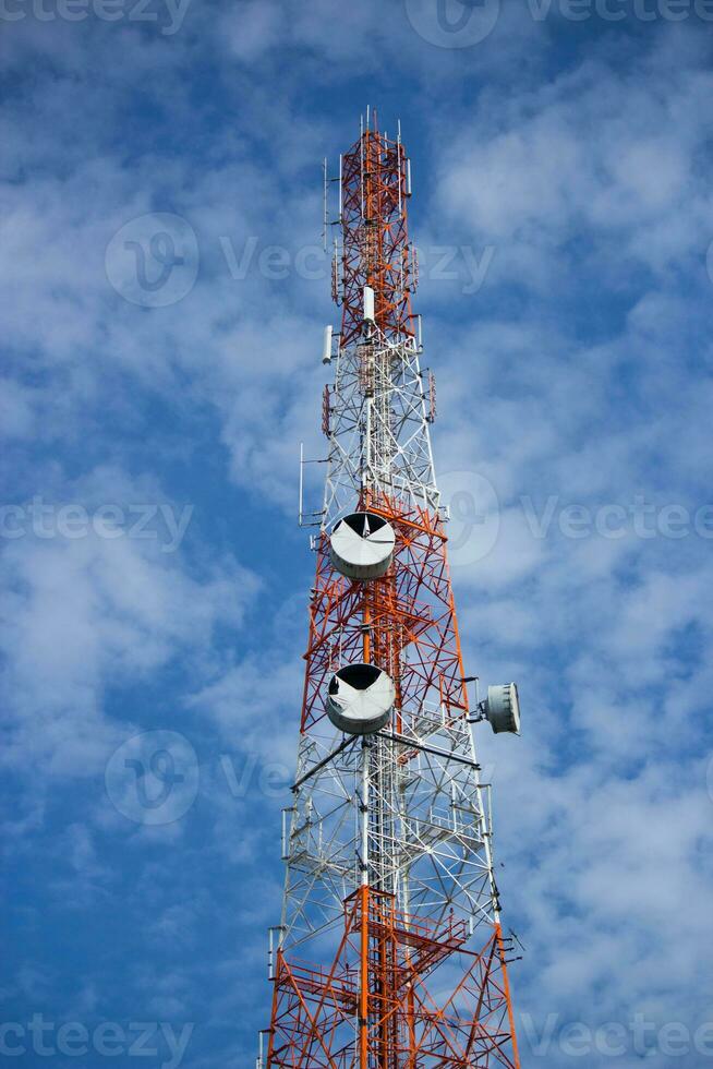 telecommunications tower with a blue sky photo