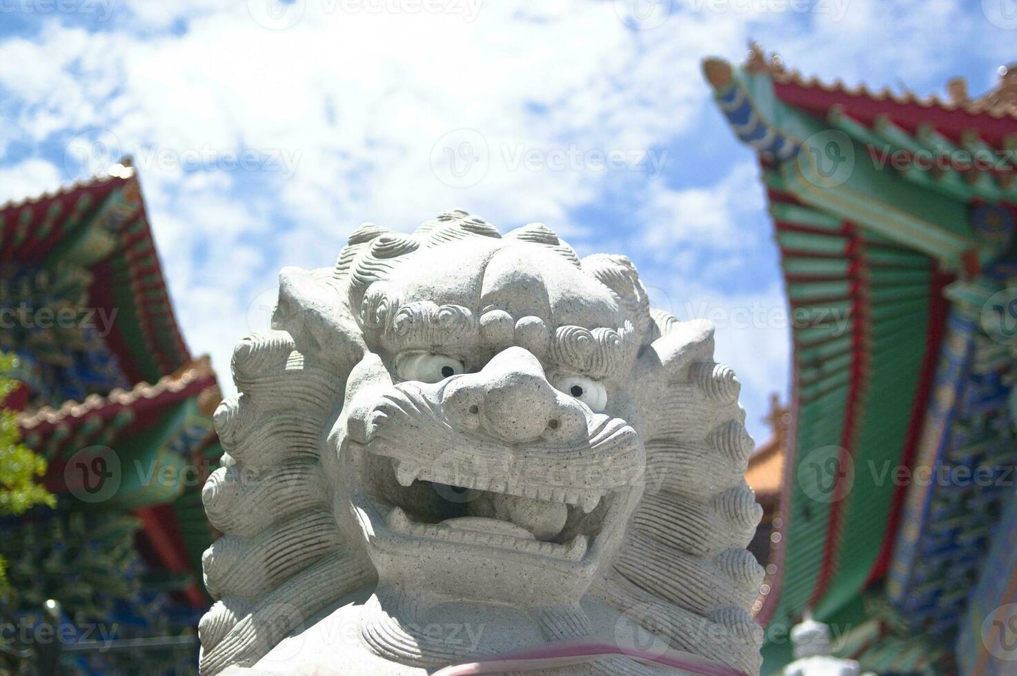 The Chinese lion statues. photo