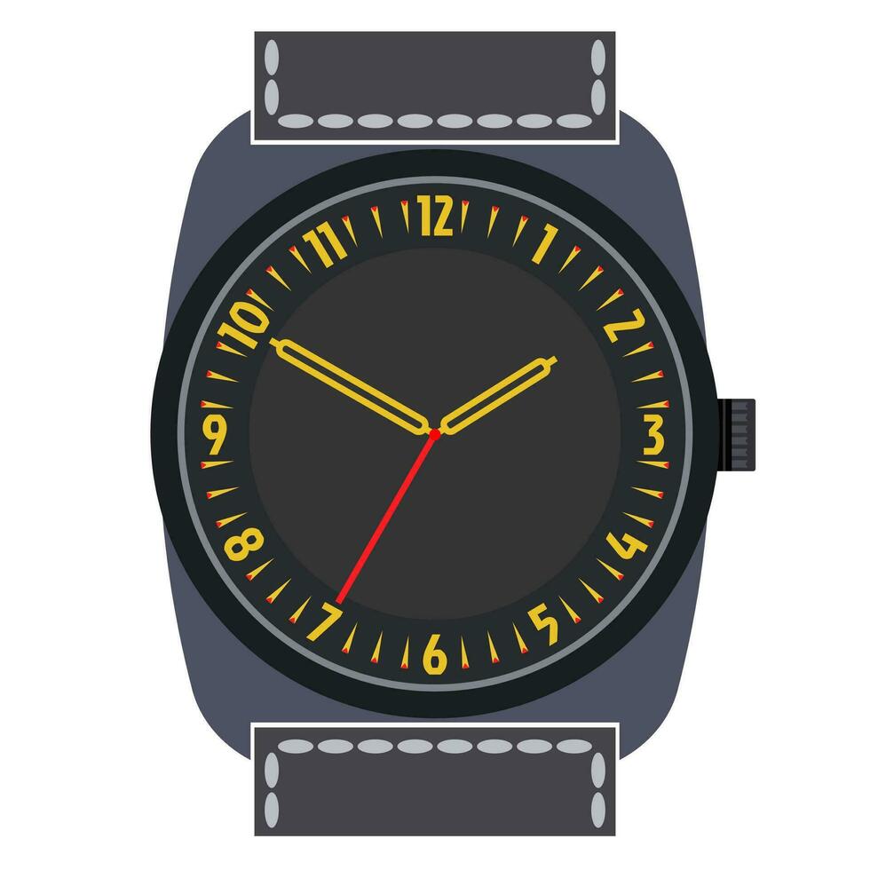 clásico diseño mecánico reloj de pulsera aislado en blanco antecedentes. reloj cara con hora, minuto y segundo manos. vector ilustración.