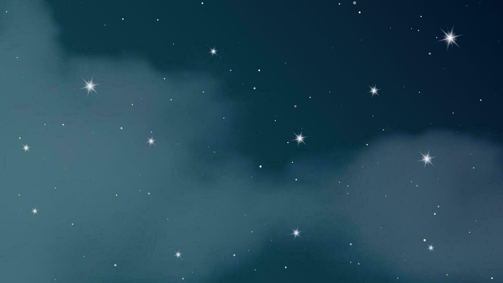 cielo nocturno con nubes y muchas estrellas. fondo de naturaleza abstracta con polvo de estrellas en el universo profundo. ilustración vectorial vector