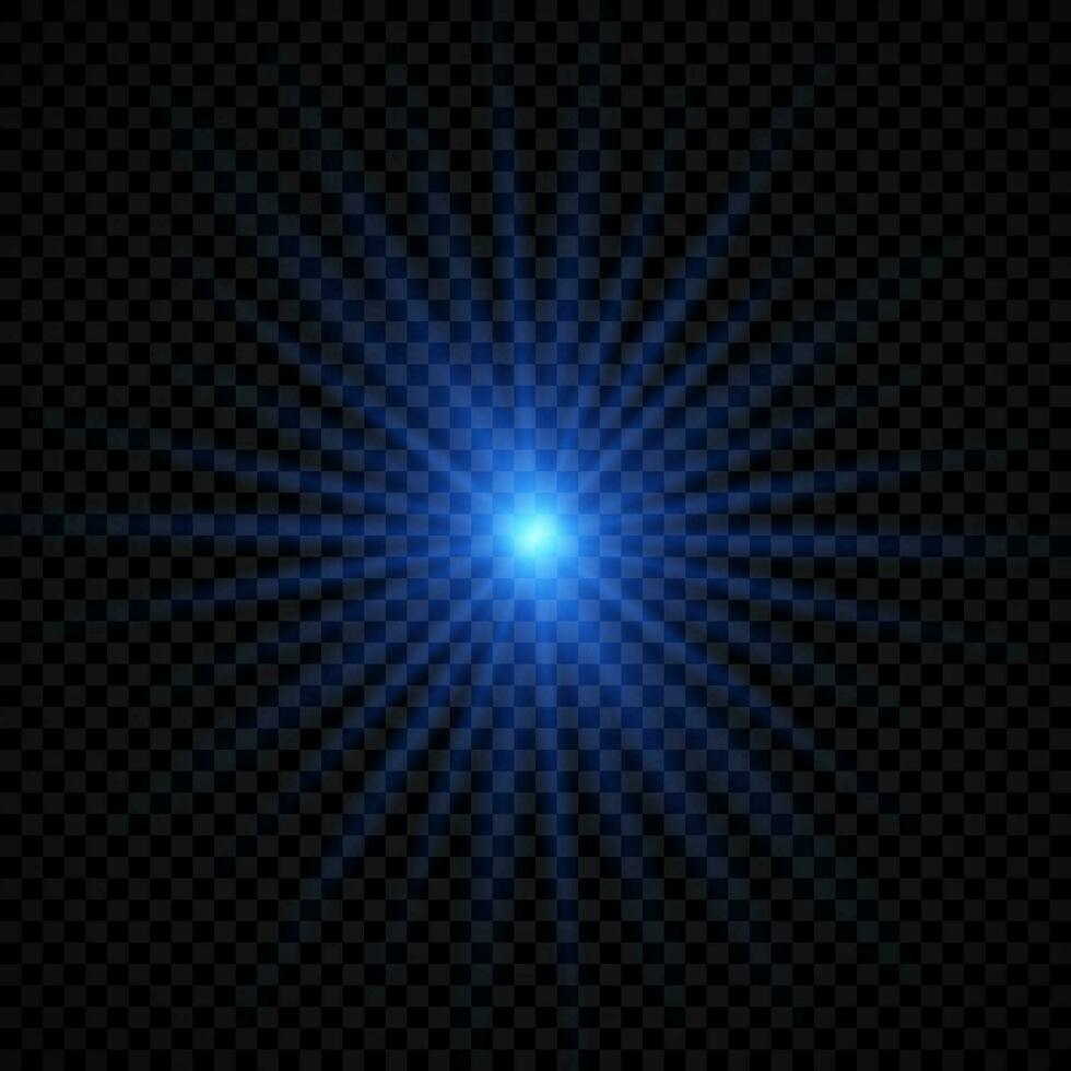 Light effect of lens flares. Blue glowing lights starburst effects with sparkles vector