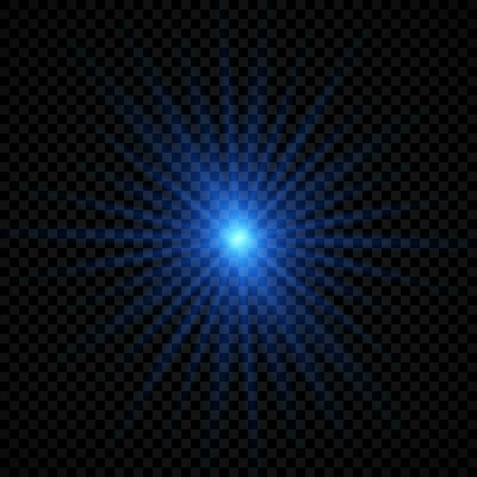 Light effect of lens flares. Blue glowing lights starburst effects with sparkles vector