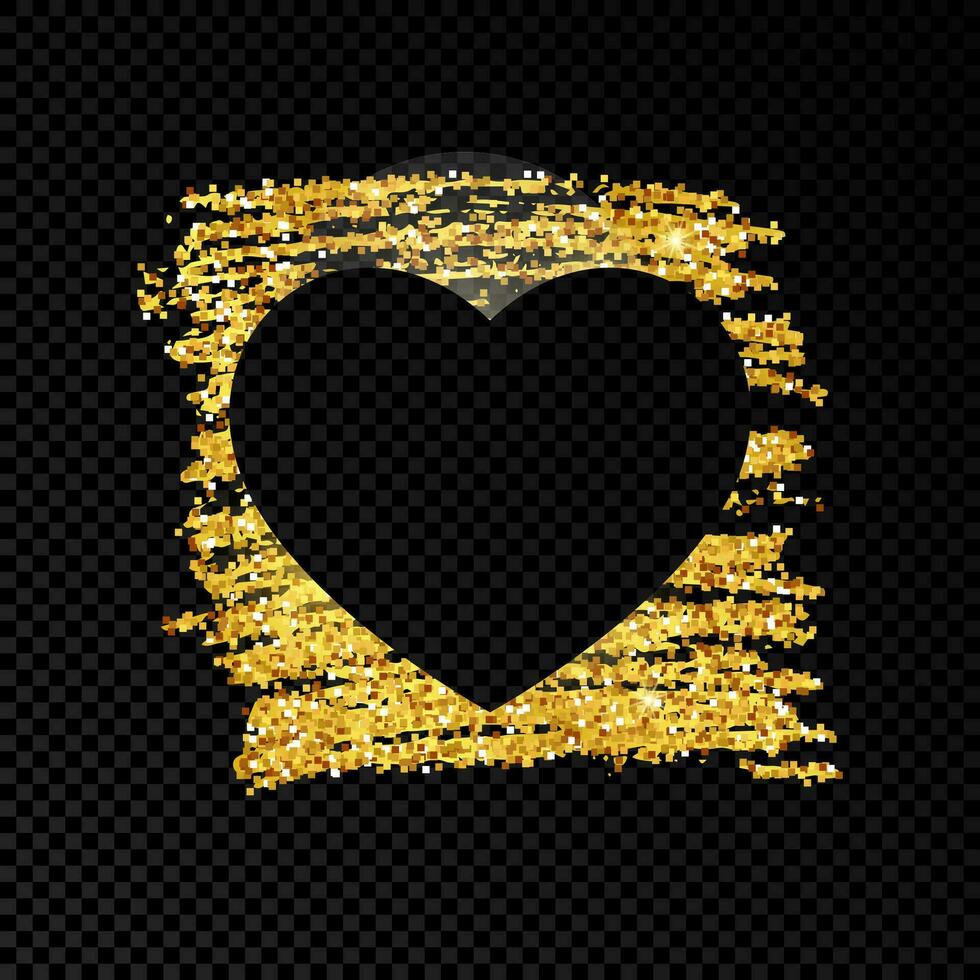 Heart on golden glittering scribble paint on dark vector