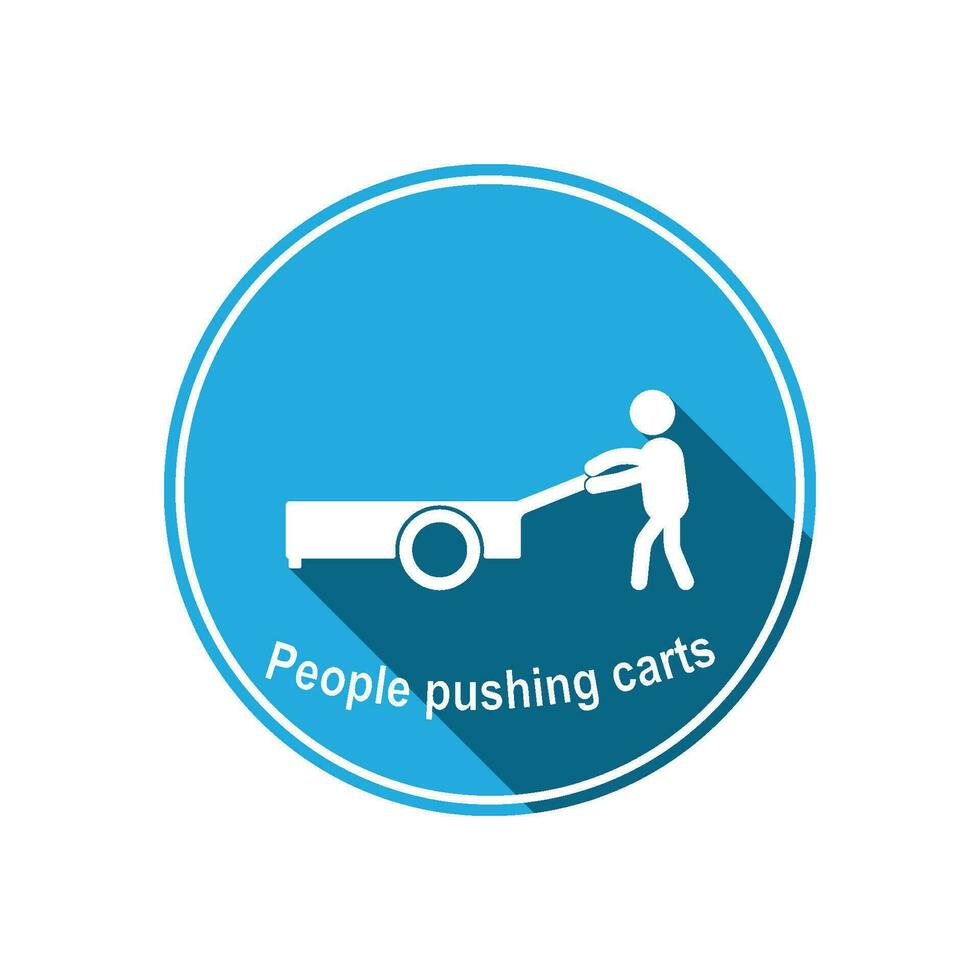 icon of a person pushing a cart vector