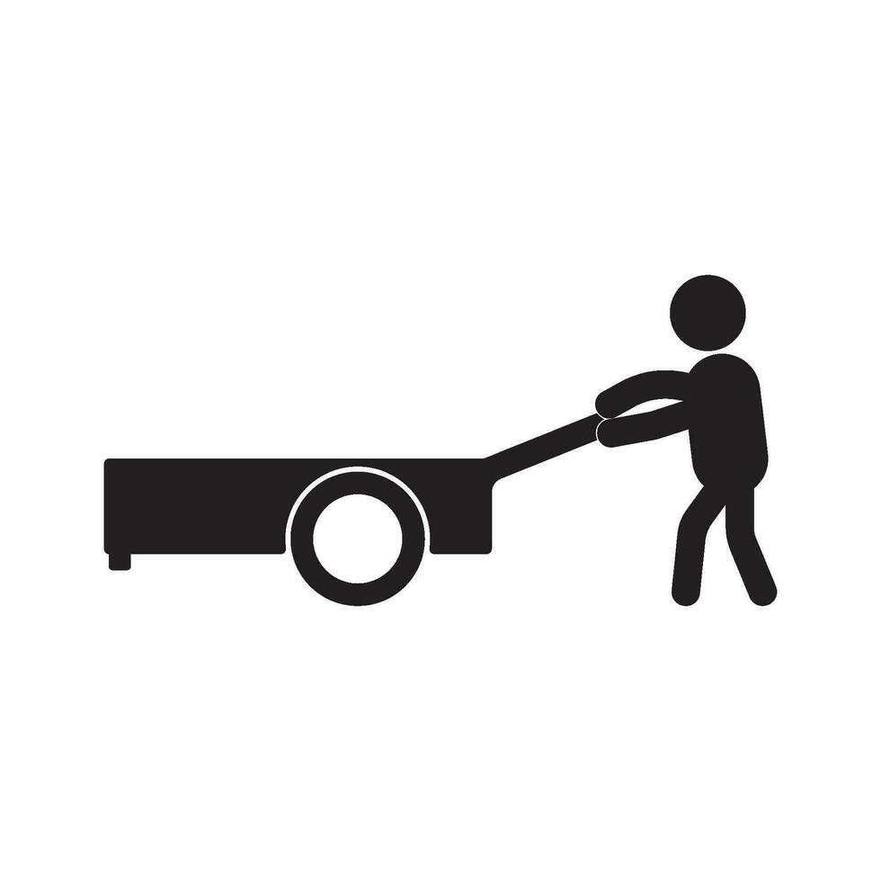 icon of a person pushing a cart vector