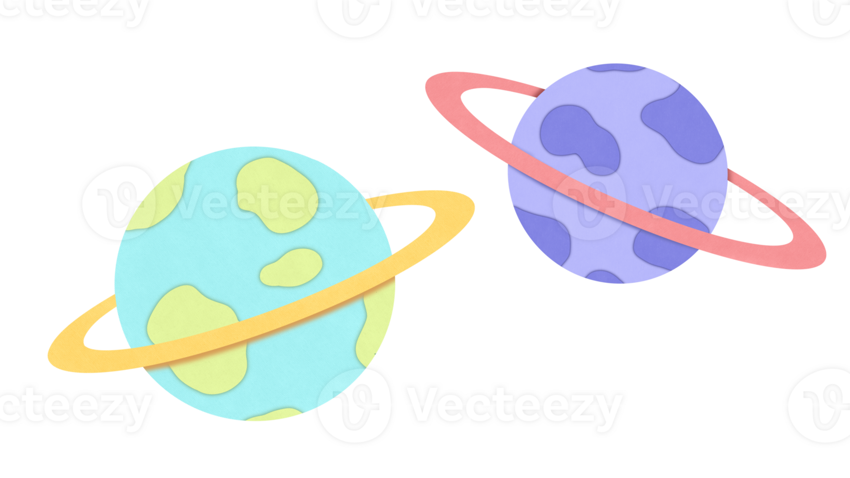 World UFO Day 2nd July Collection illustration. cosmic set of planets on isolated transparent background in cut paper style. Cartoon space Icon Planet Saturn Jupiter Uranus Neptune with ring around png