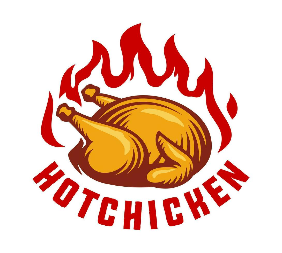 hot chicken fire label template vector