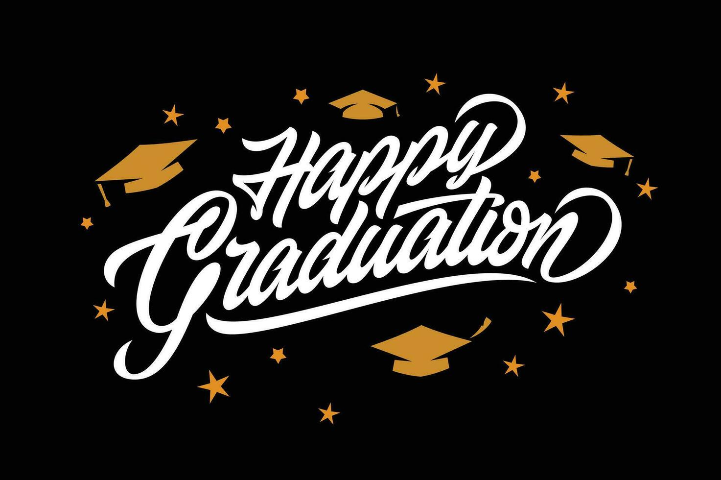 Happy Graduation Typography. Calligraphy lettering. Handwritten on dark background. - Vector