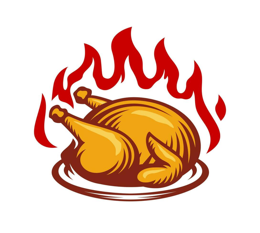 hot chicken fire label template vector