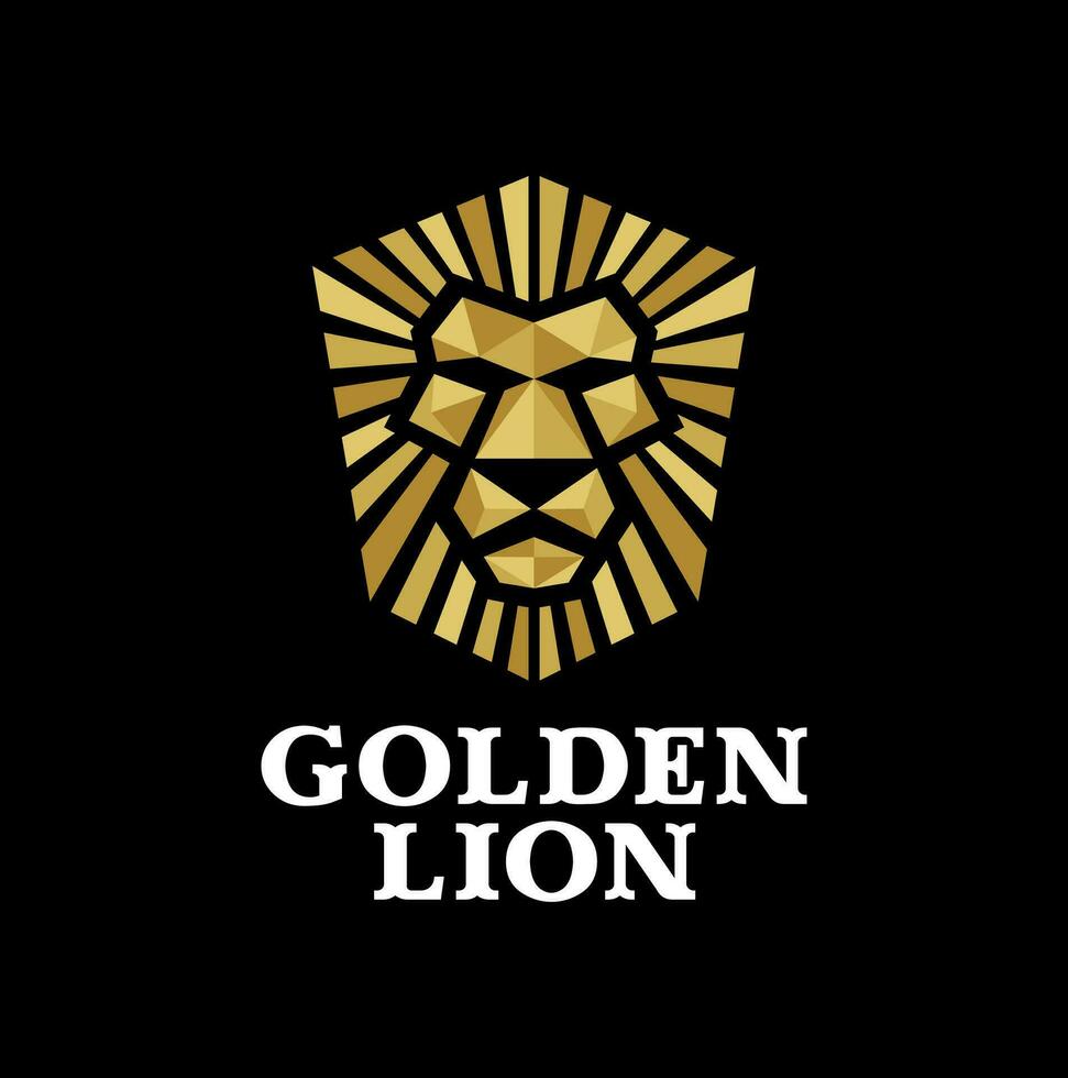 logo icon of golden lion in luxury geometric design. vector