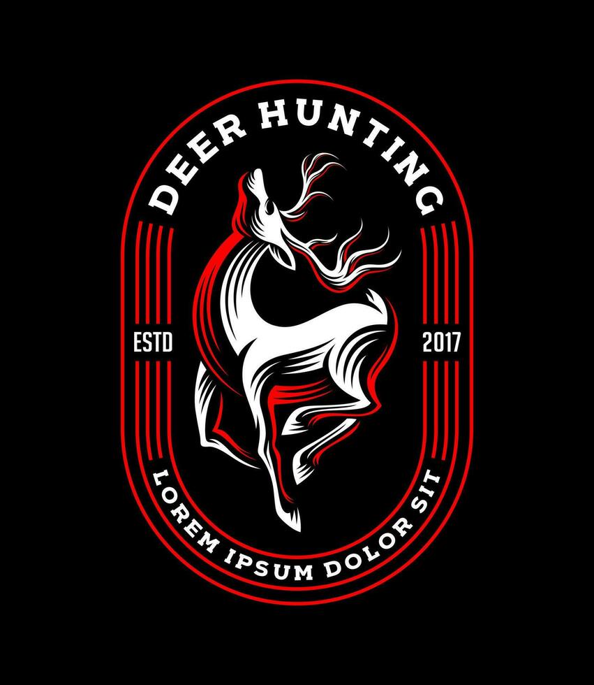 Deer - vector illustration. logo design on black background. - Vector