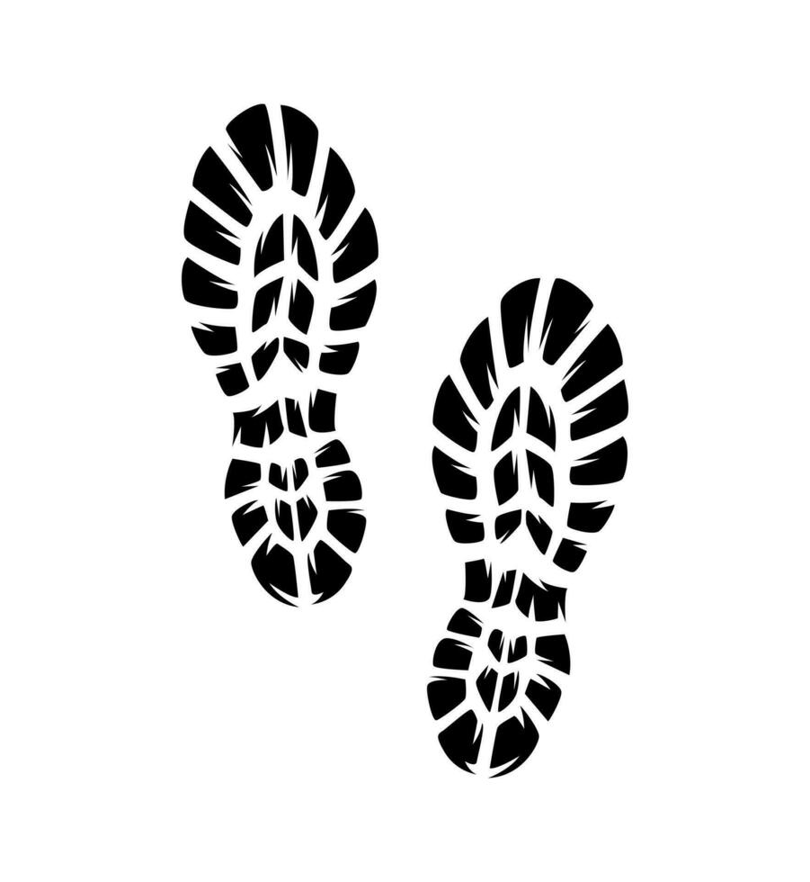 Boot Print isolated on white.Grunge effect.Vector illustration. vector