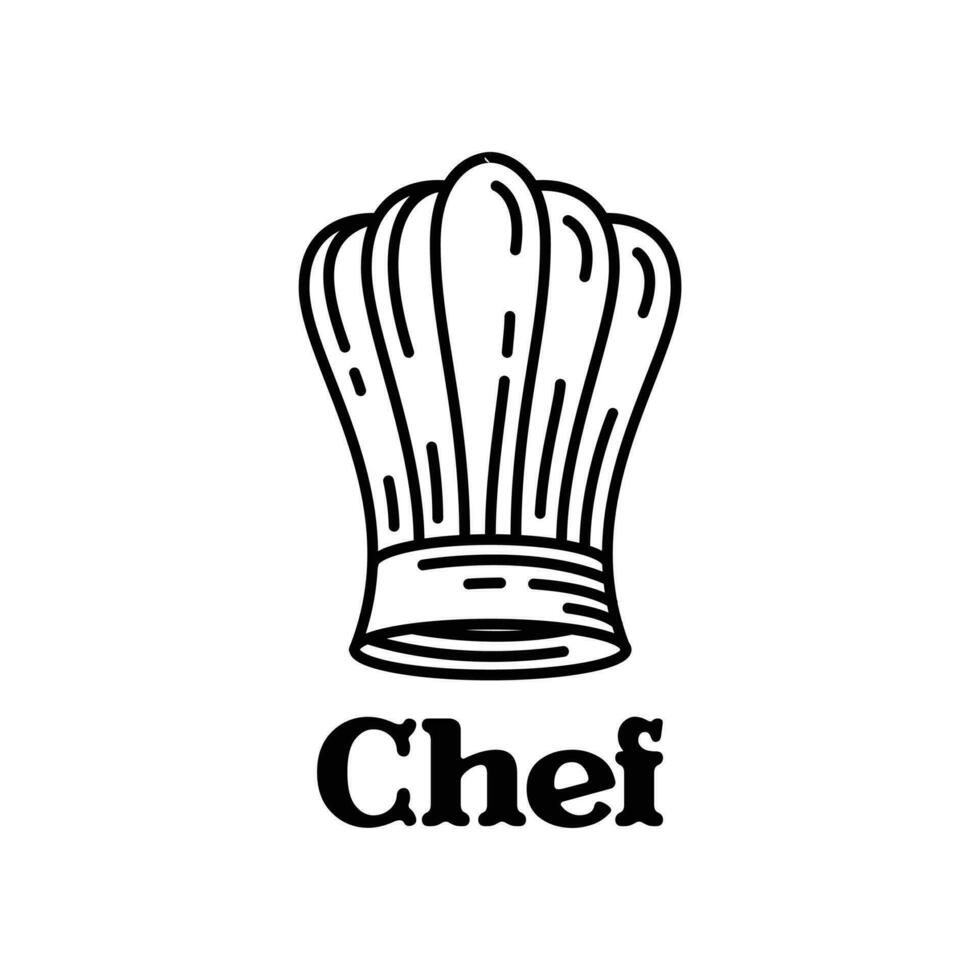 Cook chef hat or cap in outline sketch cartoon style. Coloring vector hand drawn kitchen staff uniform headwear for restaurant or cafe