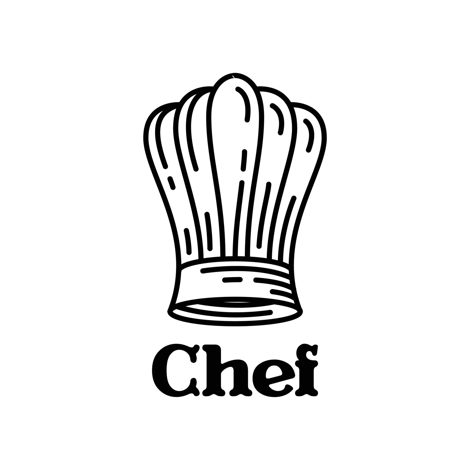 Cook chef hat or cap in outline sketch cartoon style. Coloring vector