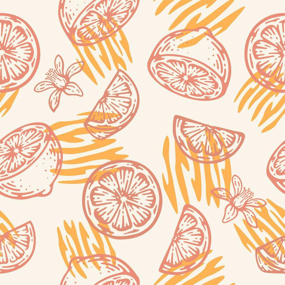 Seamless Pattern of doodle hand drawn lemon vector