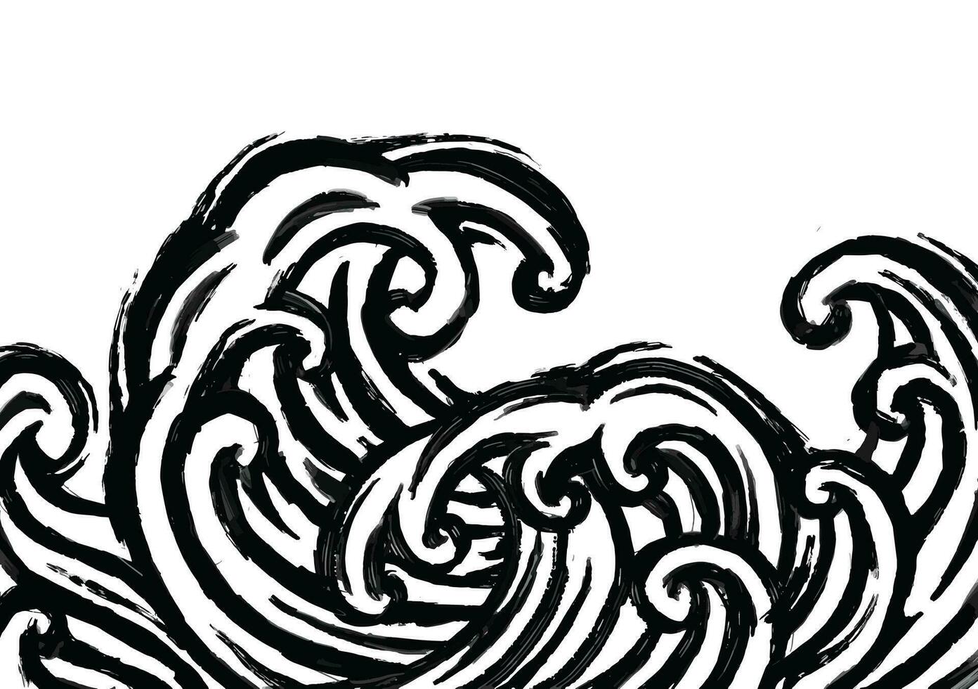 drawing waves with brush ink style vector