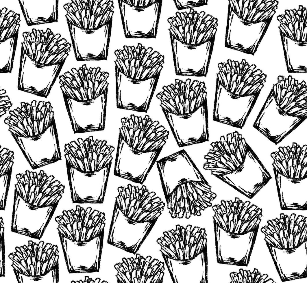seamless pattern Potato French fries Vector