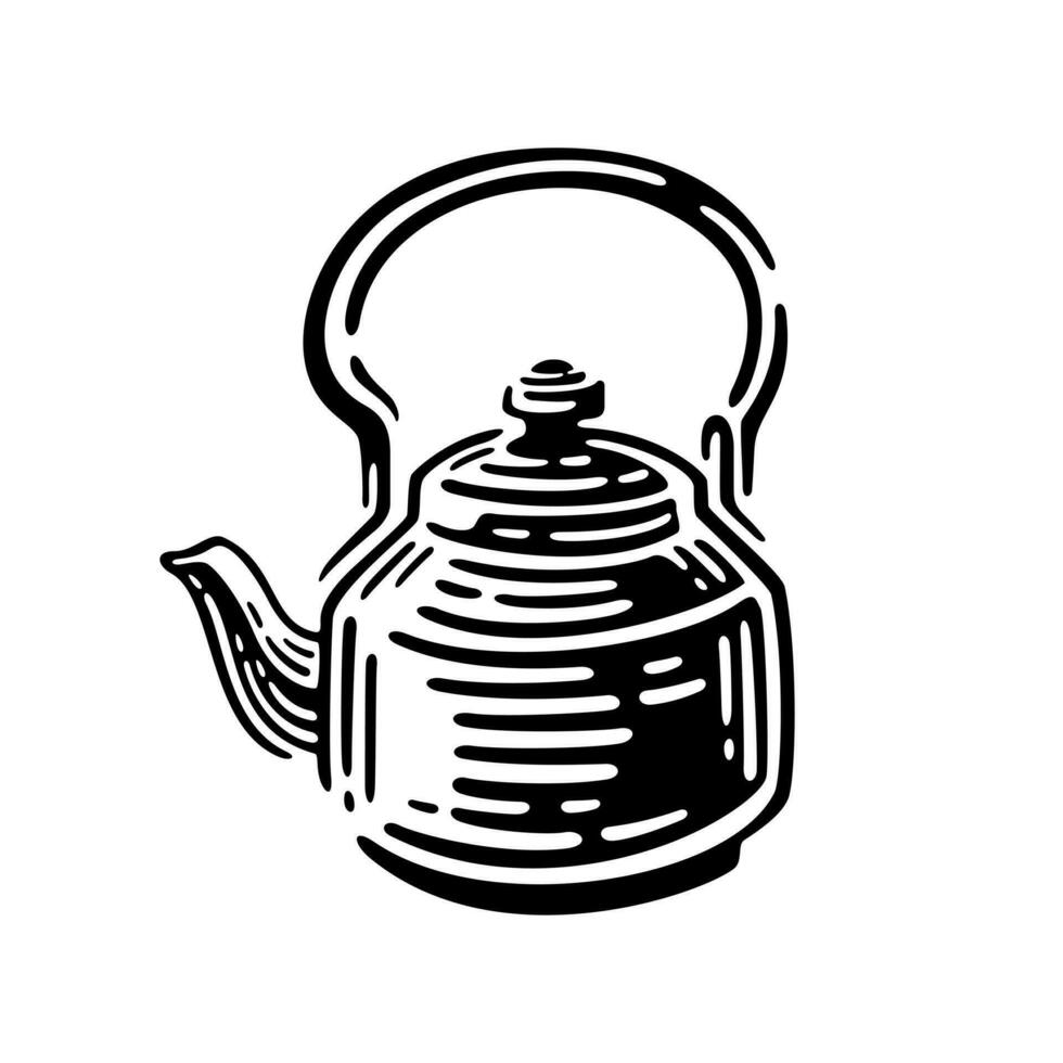 kettles in style retro illustration. - vector